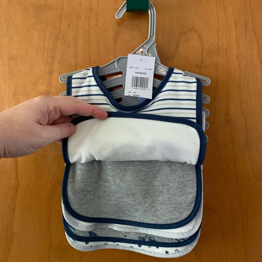 🎉HP🎉New Set of 5 Baby Bibs from Kyle & Deena Car, Stripes, Stars Gray and White